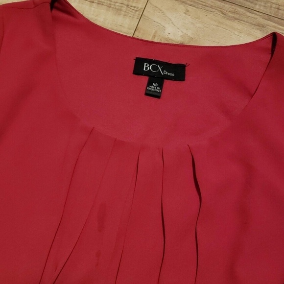 BCX Women Red 3/4 Sleeve Belted Dress Career Fit & Flare Size XS - Picture 5 of 7